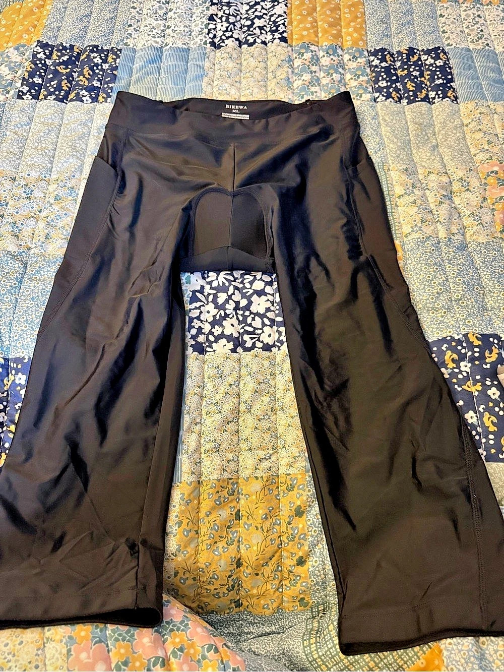 BIKEWA Floral Athletic Leggings Black Size XL